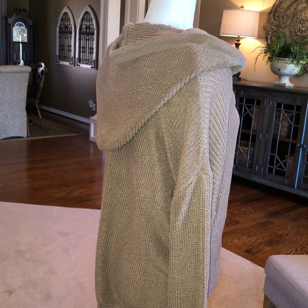 Oversized front zipper knitted hoodie sweater - Picture 12 of 16